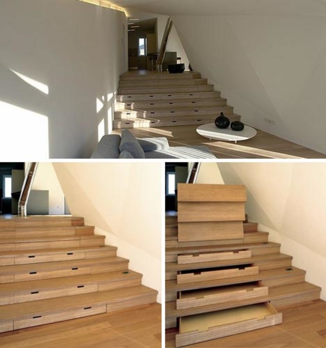 Staircase with built in drawers