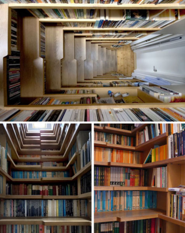 Stairs and bookshelves in one