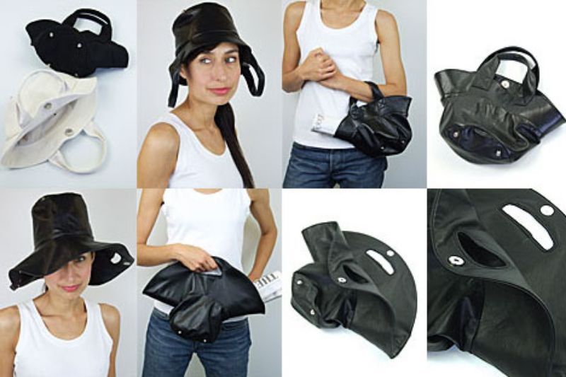 Transforming fashion bag hats black