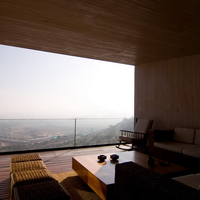 view from modern stone house on a cliff