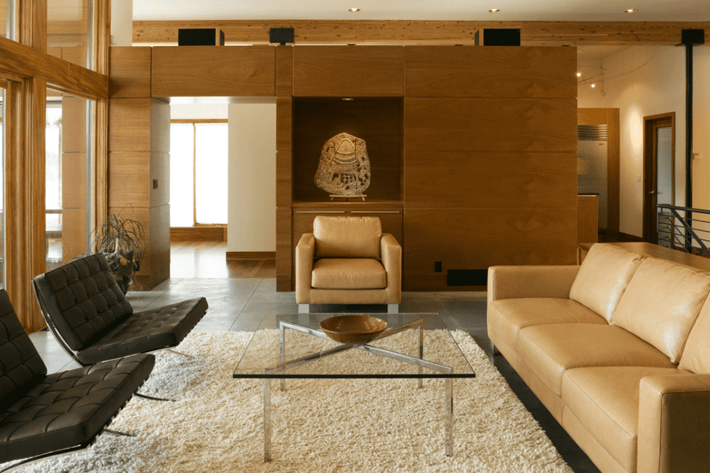 Pique rammed earth home living room