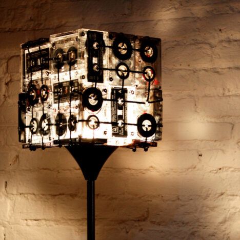 lamp made of recycled cassettes