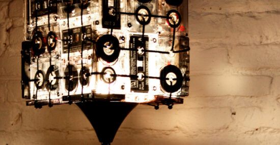 lamp made of recycled cassettes