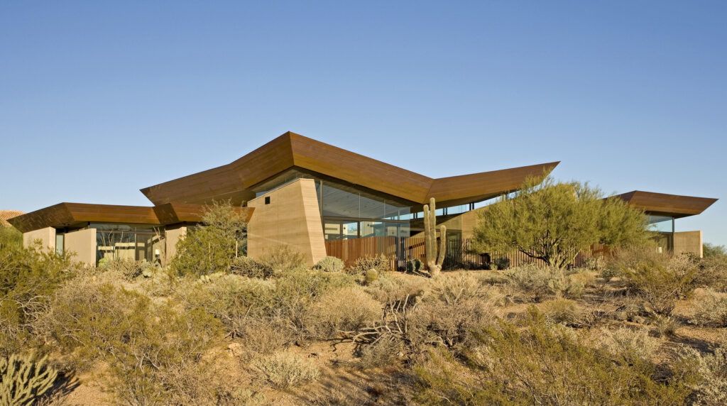 Modern rammed earth house in Arizona
