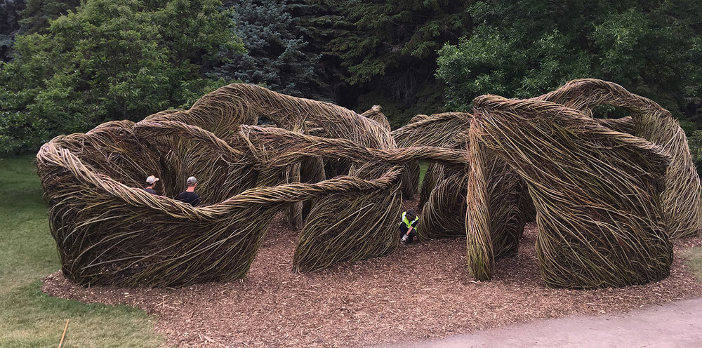 Natural buildings by Patrick Dougherty branch ranch