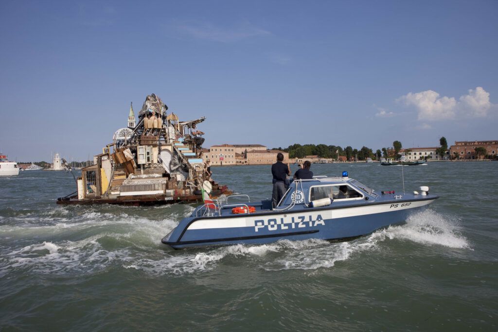Trash barges Serenissima Swoon Venice Biennale