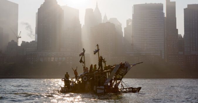 Trash barges Serenissima Swoon pirate ship