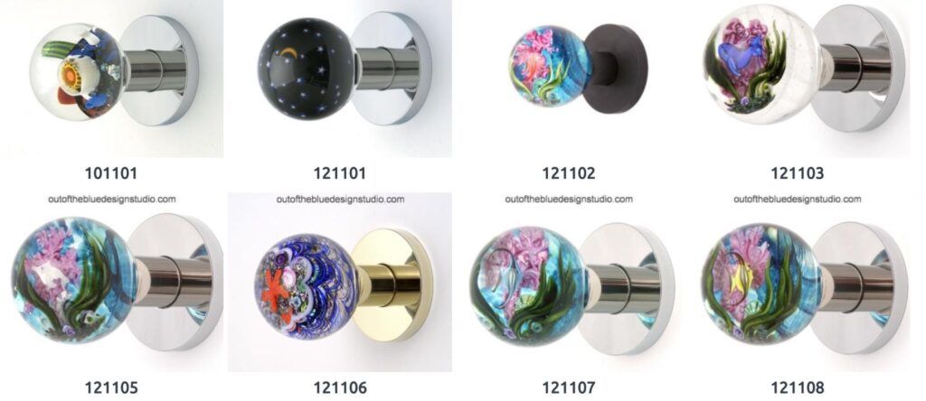 decorative glass art doorknobs