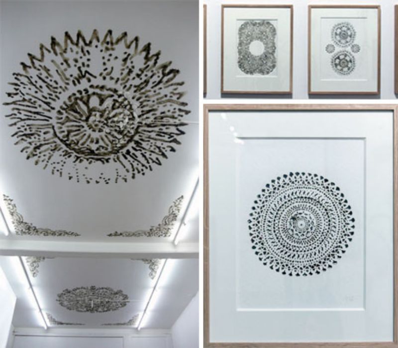 murals made of fire and soot mandalas