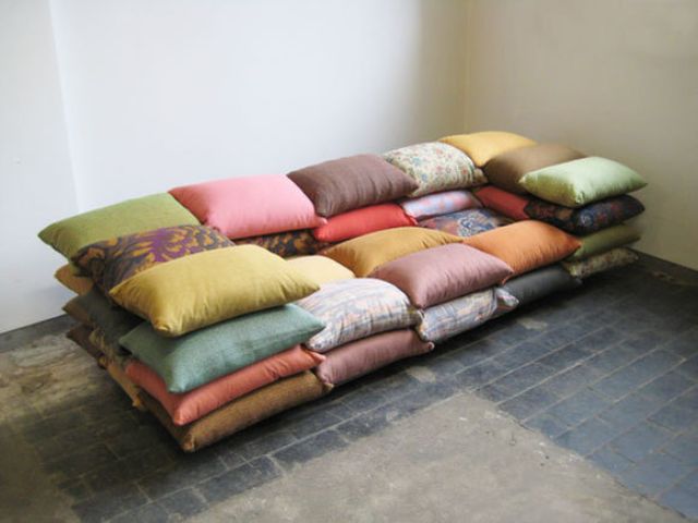 Super Soft Sofa Made Of Stacked Pillows, Sofa Foam Cushions Too Soft