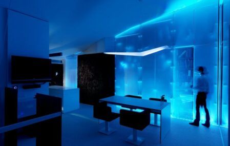 Office Loft with Neon Lights blue