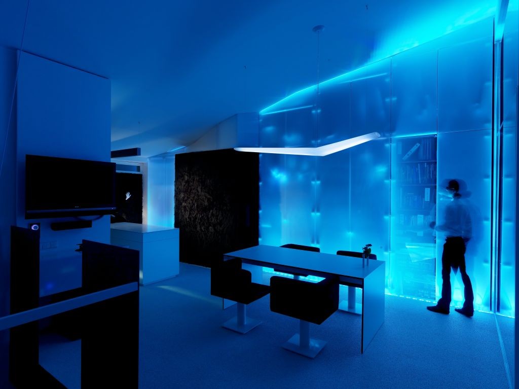 Office Loft with Neon Lights blue