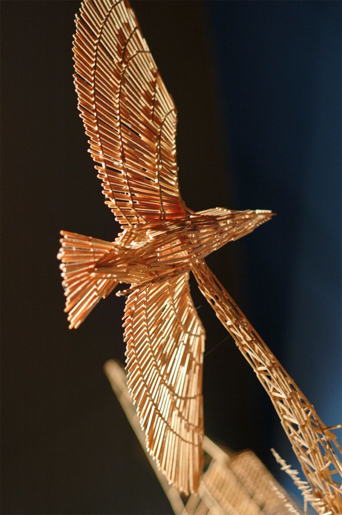 Scott Weaver toothpick sculpture detail bird