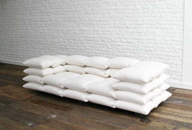 Sofa made of pillows
