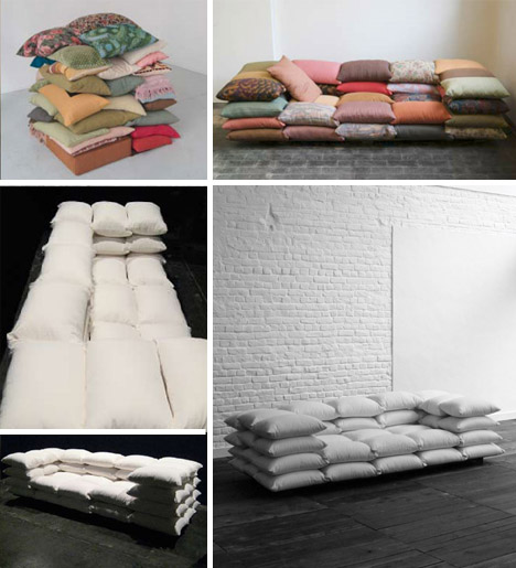 Super Soft Sofa Made of Stacked Pillows
