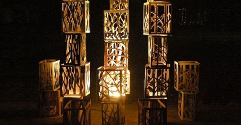 DIY lanterns wine boxes