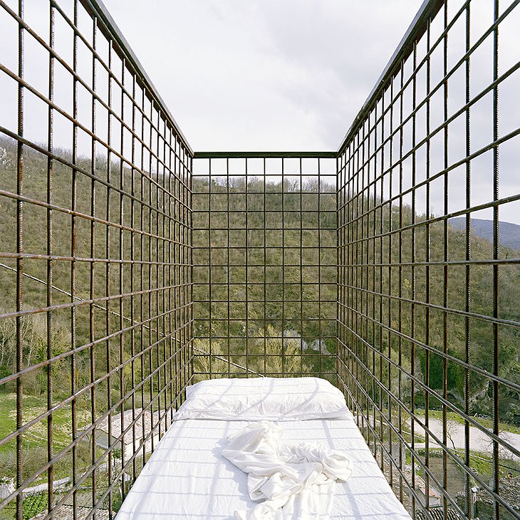 Suspended hotel bed