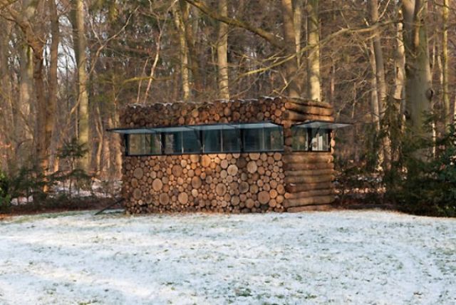 Piet Hein Eek Camouflaged Log Cabin windows open