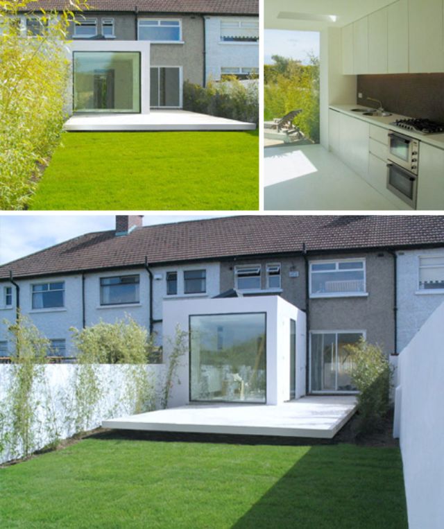 modern white glass box home addition ODOS