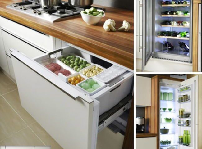 modular kitchen hidden fridge