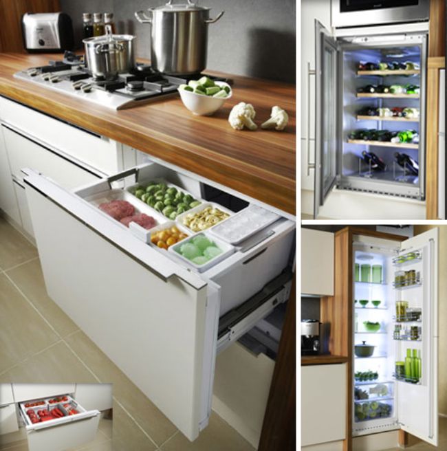 modular kitchen hidden fridge