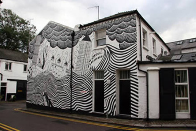 Black and white painted house