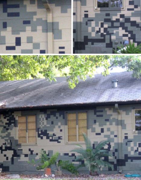 Camouflage paint house