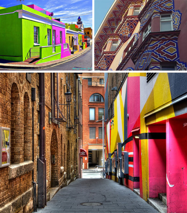 Vivid colorful painted houses