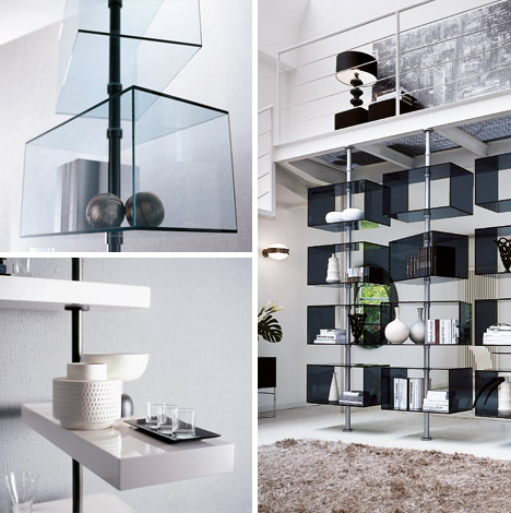Floating Rotating Shelving Systems, Contemporary Shelving Systems