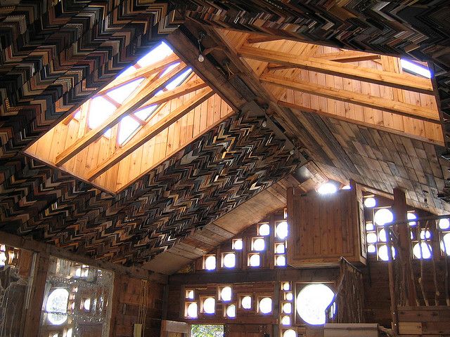 Dan Phillips Tree House recycled picture frame ceiling