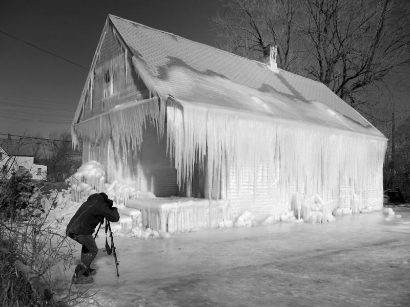 Ice house detroit black and white