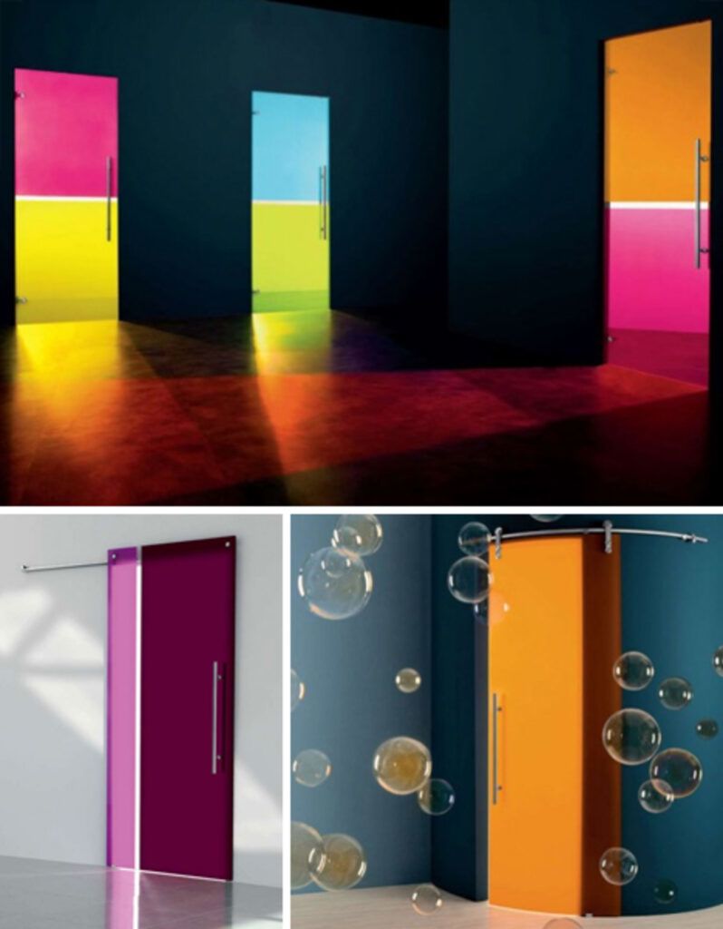 colorful rainbow opaque glass doors