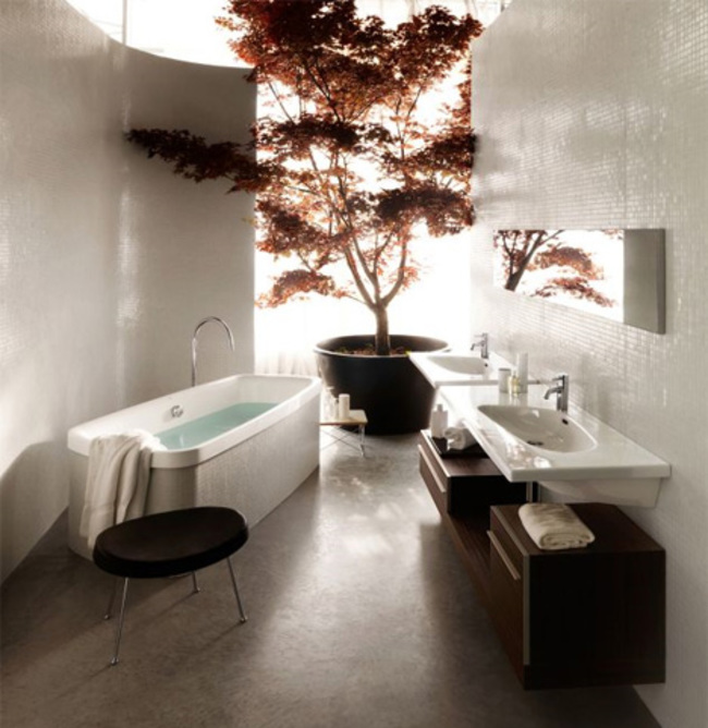home bathroom design idea with living tree 650