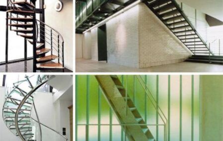 open glass metal wooden staircases