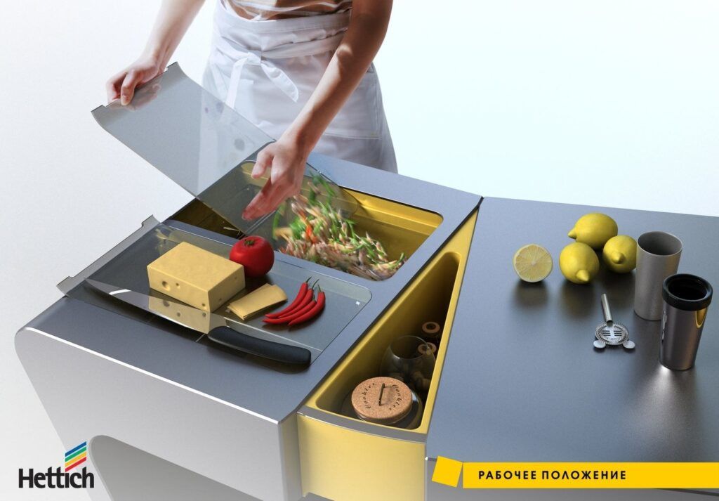 space-saving kitchen table built in storage