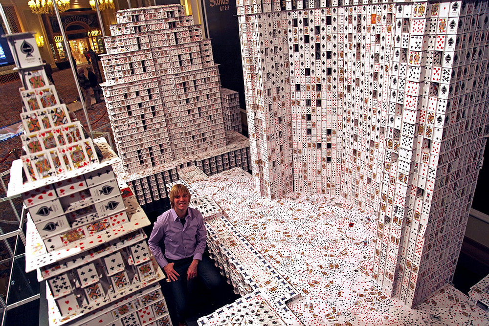 tallest house of cards from above
