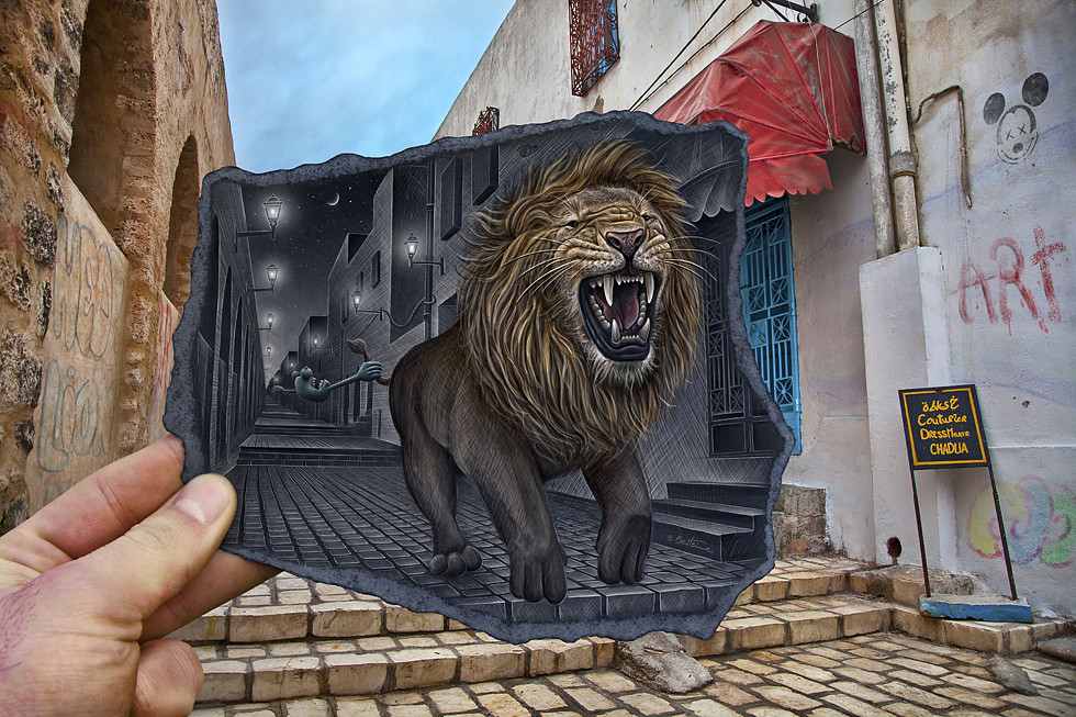 Ben Heine Pencil vs Camera Lion