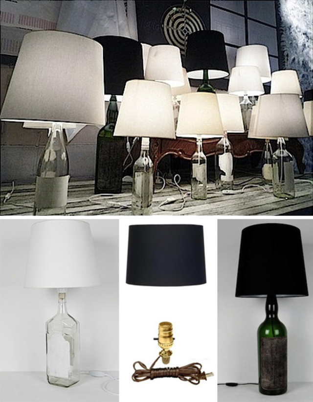 DIY wine bottle lamp idea