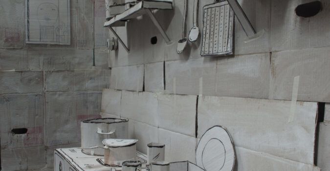 Strange home made of paper - kitchen