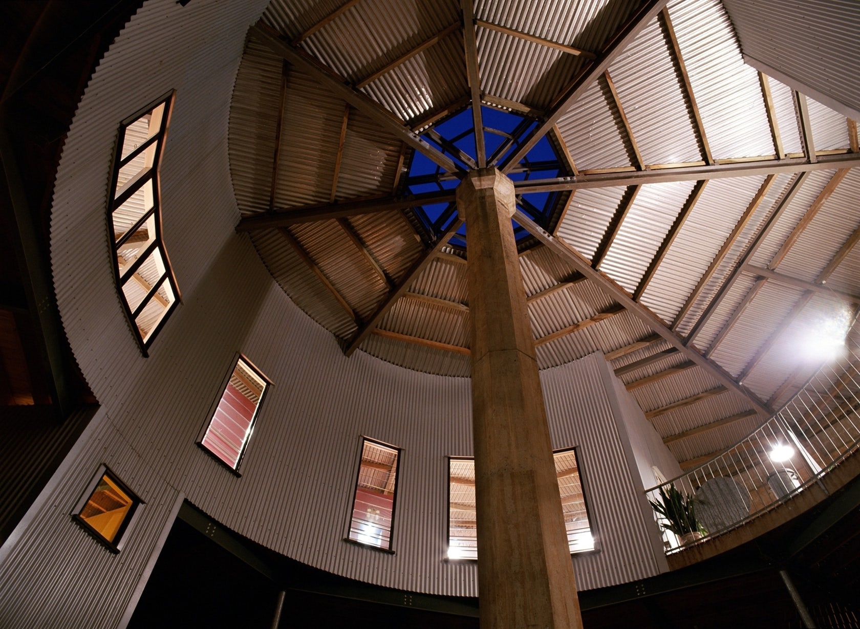 Inside the dome of the water tower house