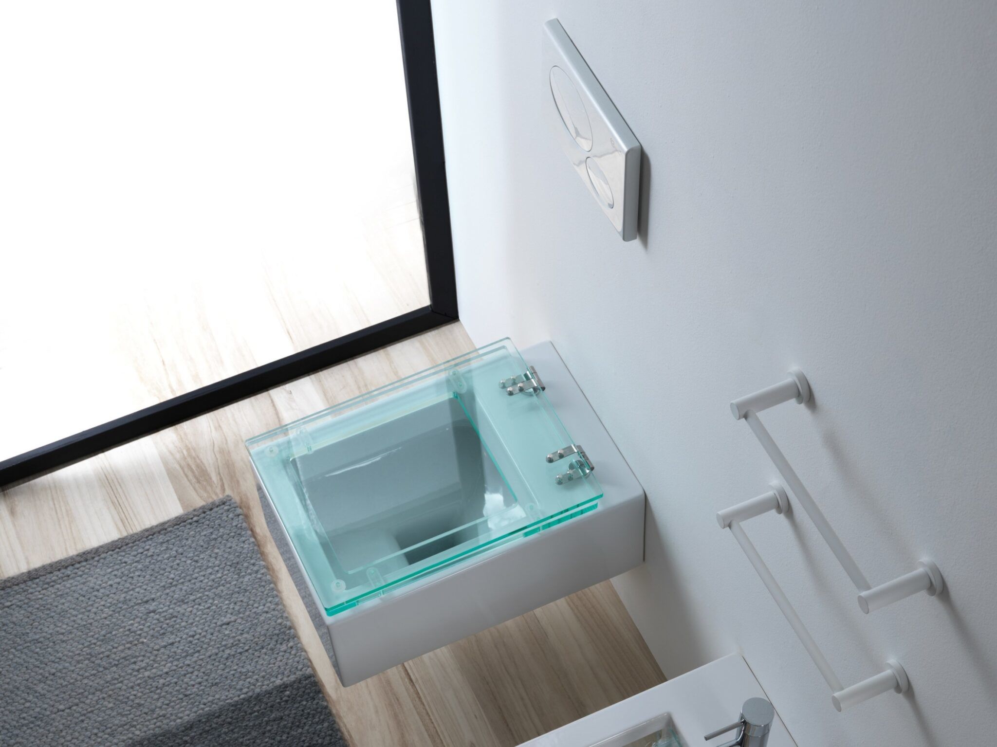 Minimalist White & Glass Bathroom Design | Designs & Ideas on Dornob