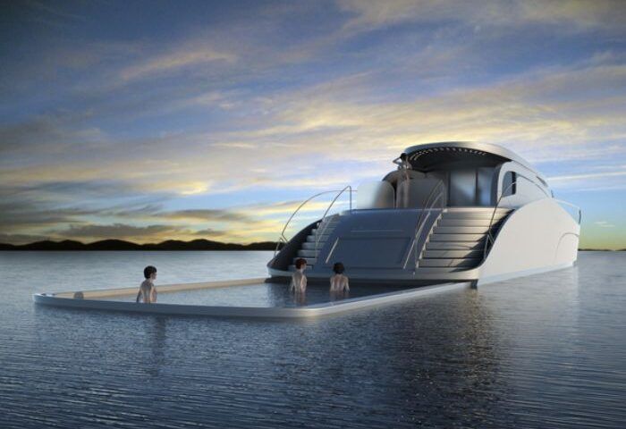 luxury yacht with swimming pool