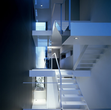 Floating Cloud House  Interior  Filled with White Platforms