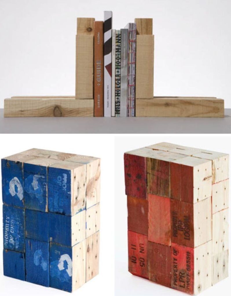 reuse wooden pallets bookends