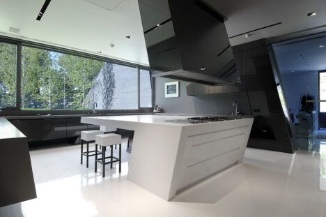 Concrete House II by A-Cero modern black and white kitchen