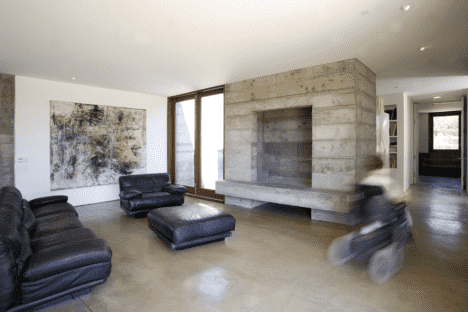 Orchard House concrete fireplace