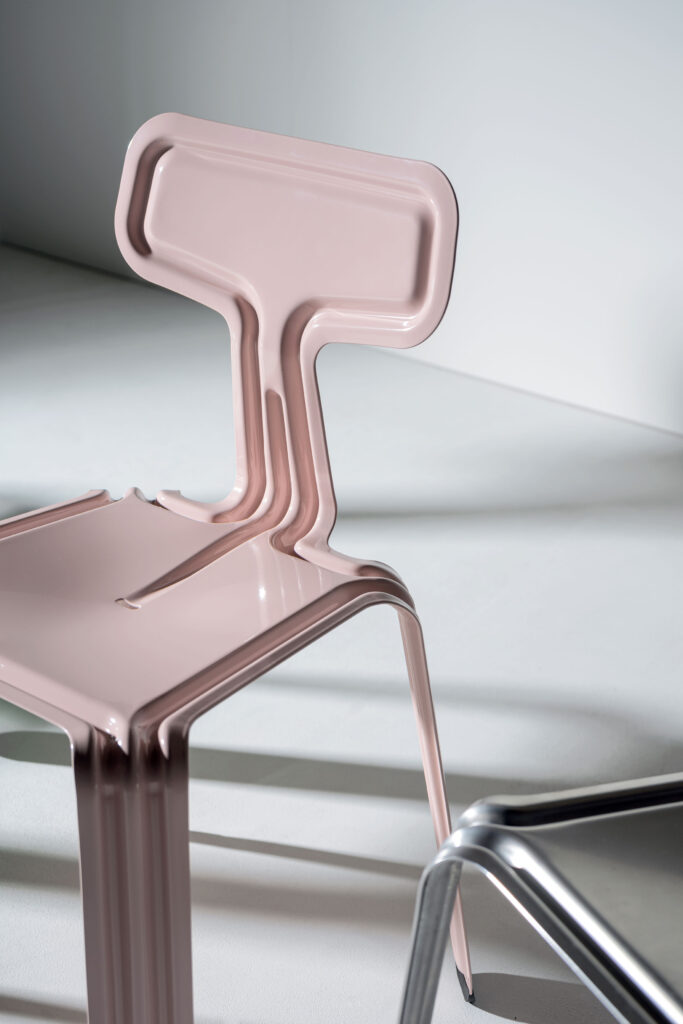 flat-pack pressed chair pink