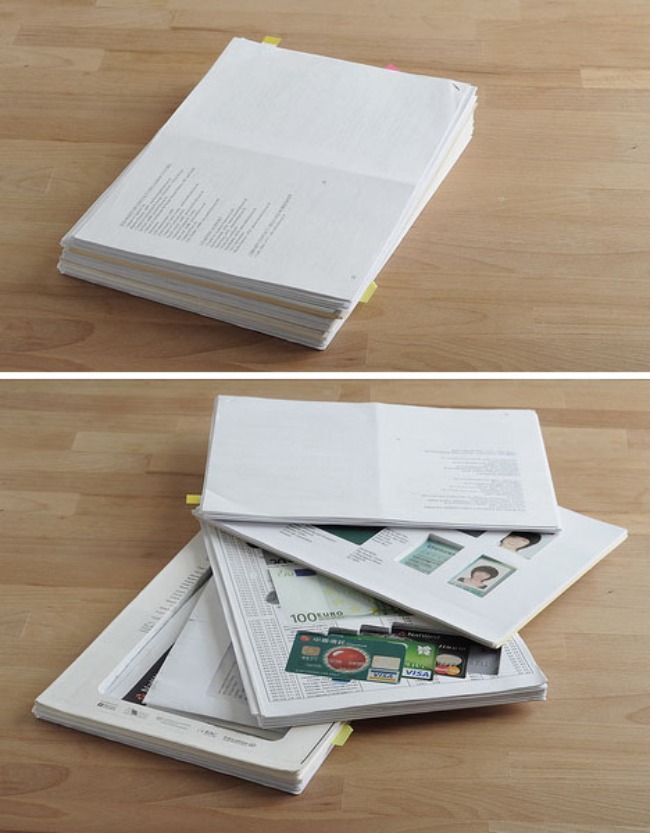 secret book paper stack