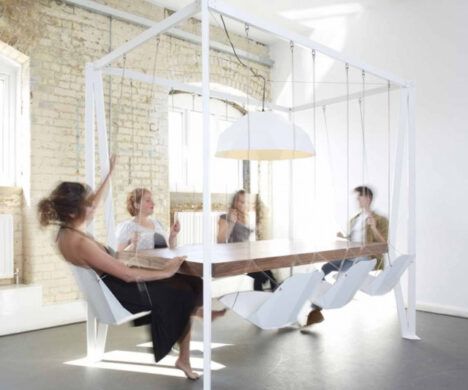 swing table in white