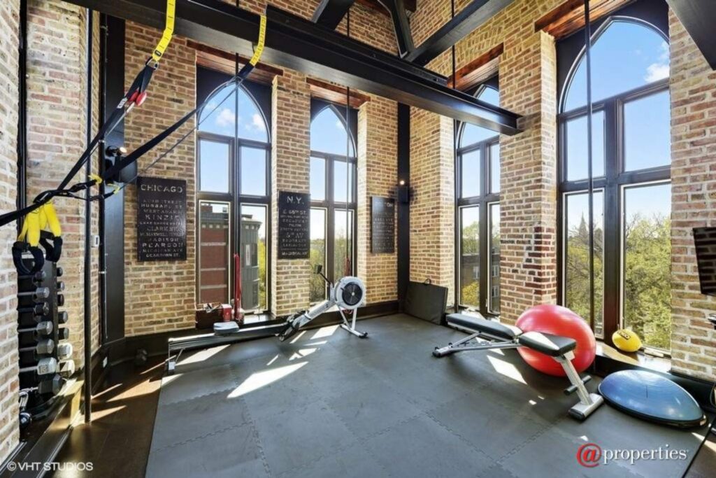 Converted church in Chicago home gym